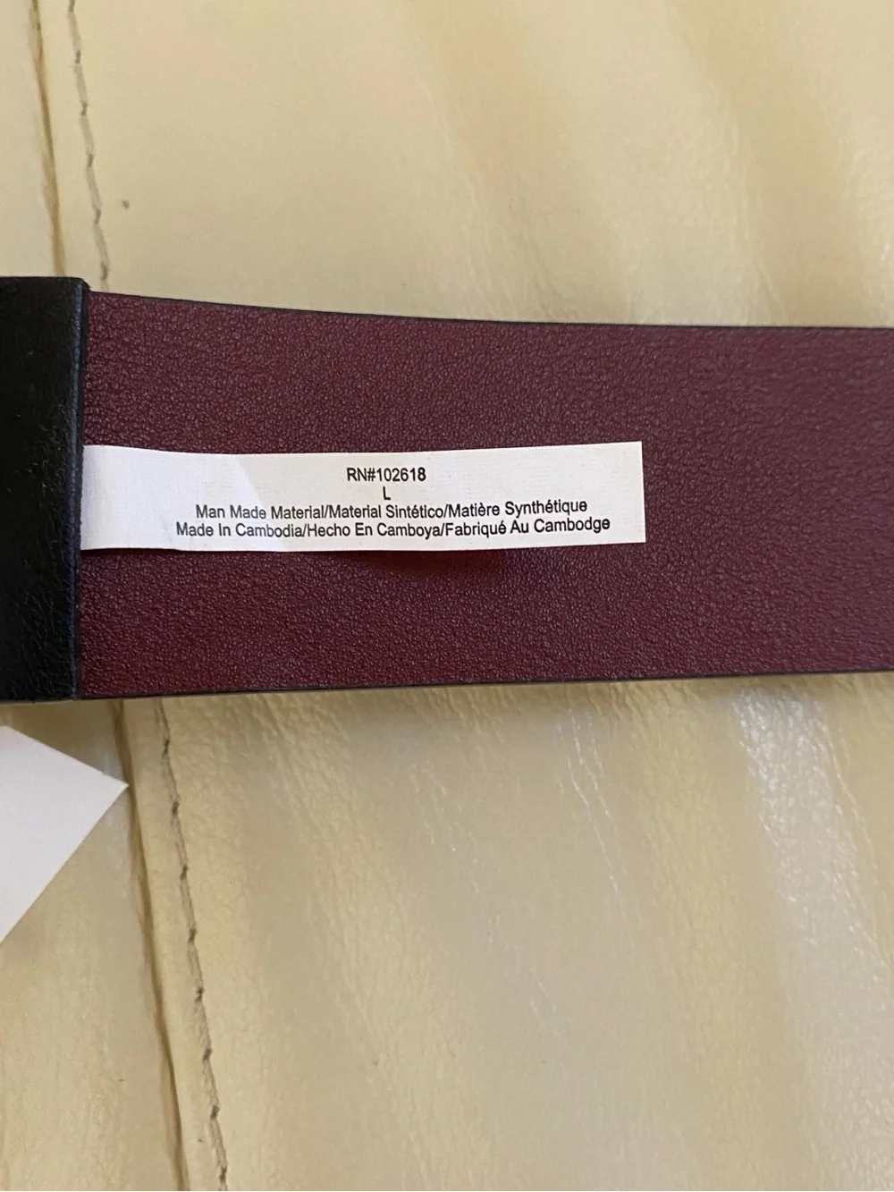Steve Madden Black/Burgandy Reversible Belt with Rhinestone Oval Buckle